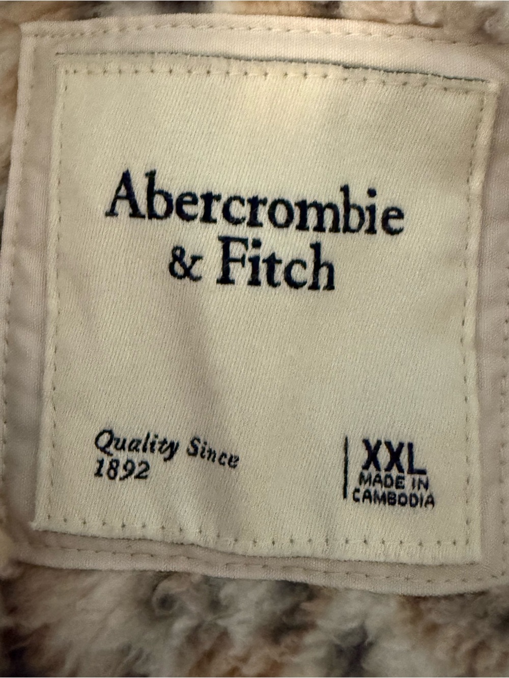 Abercrombie & Fitch XXL Leopard Sherpa Quilted Snap Neck Pullover Fleece Jacket - Picture 9 of 11